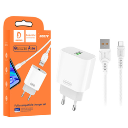 Síťová nabíječka USB 18 W s USB-C kabelem 1 m, 3,6 A, PD a QC 3.0 Denmen DC07T