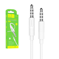Stereo audio kabel Jack 3,5 mm – Jack 3,5 mm, 1 m, bílý Denmen DX01W