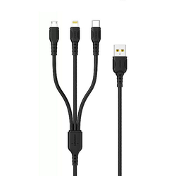 USB kabel 3v1 USB-C, microUSB a Lightning 1 m, 2,4 A, Quick Charge QC 3.0 Denmen D05E