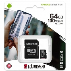 Paměťová karta Kingston Canvas Select Plus micro SDXC 64GB UHS-I  100 MB/s Class 10 + adaptér