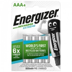 Nabíjecí baterie Energizer R03/AAA Ni-MH 800mAh Extreme Blistr 4ks