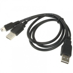 Kabel USB napájecí  2xUSB A na Mini USB B, 0,8m