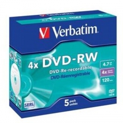 Verbatim DVD-RW 4.7Gb 4X Jewel Case, 5ks 