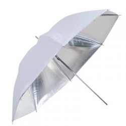 Studiový fotografický deštník 110cm bílý-stříbrný 