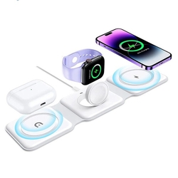 Rychlá bezdrátová indukční nabíječka 3v1 15 W pro telefon, TWS a Apple Watch Ecobox