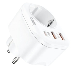 Multifunkční zásuvka EU 2xUSB QC 3.0 18W + 1xUSB-C PD 3.0 20W + 230V Hoco NS3