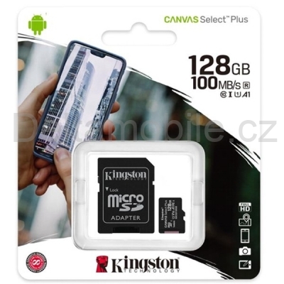 Paměťová karta Kingston Canvas Select Plus micro SDXC 128GB UHS-I  100 MB/s Class 10 + adaptér