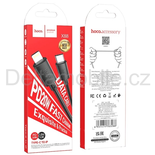 USB-C na Lightning kabel PD 20W pro iPhone Hoco X88 